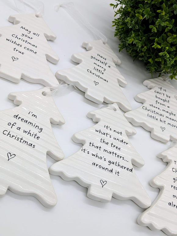 Hanging Ceramic Christmas Tree Plaques- £3.75