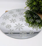 Large Mirror Candle Plate - Snowflakes - £4.95