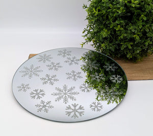 Large Mirror Candle Plate - Snowflakes - £4.95