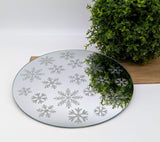 Large Mirror Candle Plate - Snowflakes - £4.95