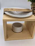 Wooden Cube Oil & Wax Burner - White - £7.95