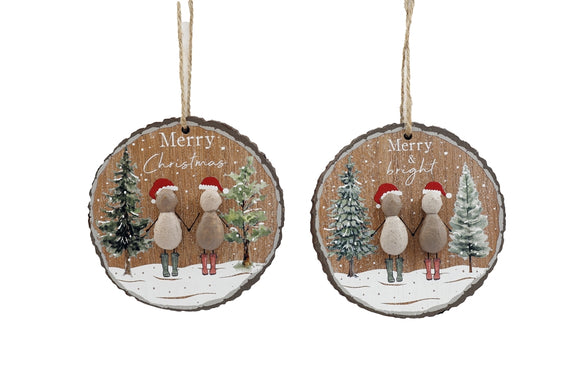 Hanging Christmas Pebble Art Plaque - £3.75
