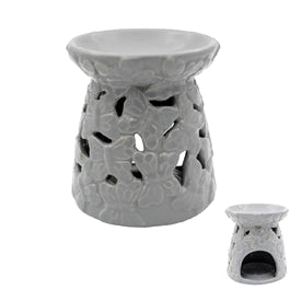 Grey Butterfly Embossed Ceramic Burner 13cm - £7.95