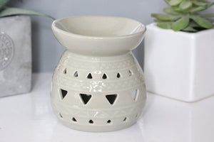 Aztec light grey ceramic wax burner - £6.95